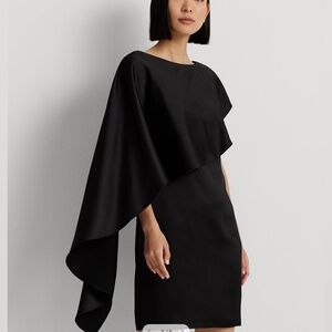 Black Satin Cape Cocktail Dress